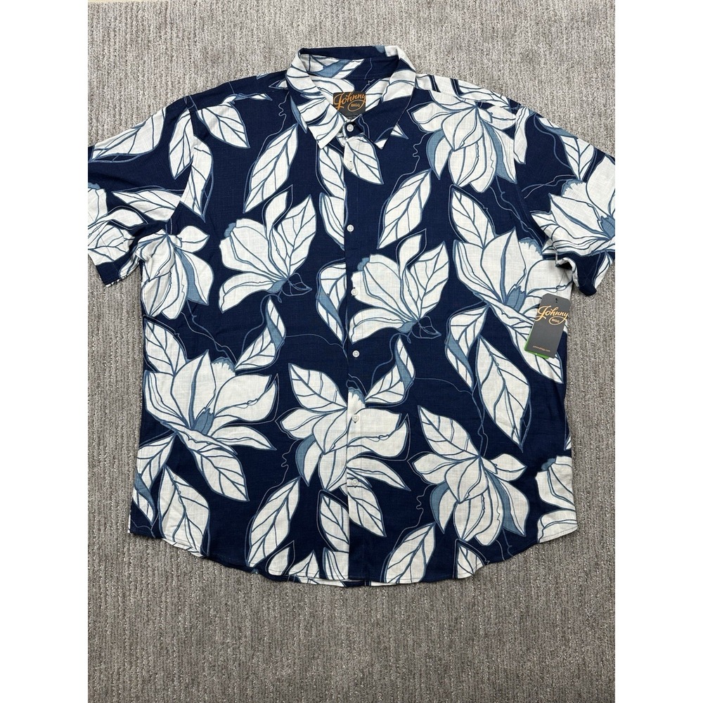 New Johnny Bigg 3XL Floral Hawaiian Button Short Sleeve Shirt Linen Blend Mens